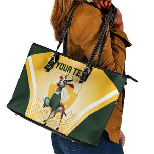 Custom South Africa Rugby Leather Tote Bag Cute Springboks Mascot