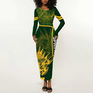 Custom South Africa Rugby Long Sleeve Bodycon Dress Cute Springboks Mascot