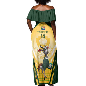 Custom South Africa Rugby Off Shoulder Maxi Dress Cute Springboks Mascot