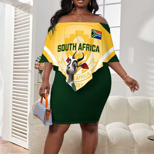 Custom South Africa Rugby Off Shoulder Short Dress Cute Springboks Mascot LT14