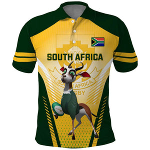 Custom South Africa Rugby Polo Shirt Cute Springboks Mascot