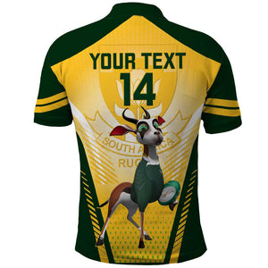 Custom South Africa Rugby Polo Shirt Cute Springboks Mascot