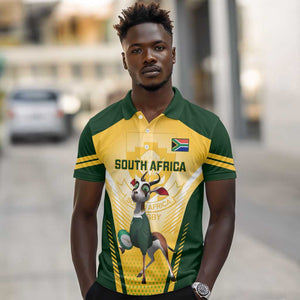 Custom South Africa Rugby Polo Shirt Cute Springboks Mascot