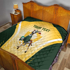 Custom South Africa Rugby Quilt Cute Springboks Mascot