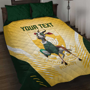 Custom South Africa Rugby Quilt Bed Set Cute Springboks Mascot