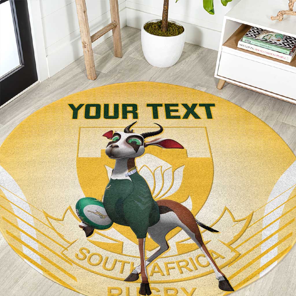 Custom South Africa Rugby Round Carpet Cute Springboks Mascot