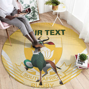 Custom South Africa Rugby Round Carpet Cute Springboks Mascot