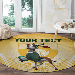 Custom South Africa Rugby Round Carpet Cute Springboks Mascot