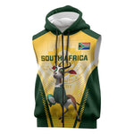 Custom South Africa Rugby Sleeveless Zip Hoodie Cute Springboks Mascot - African Pride