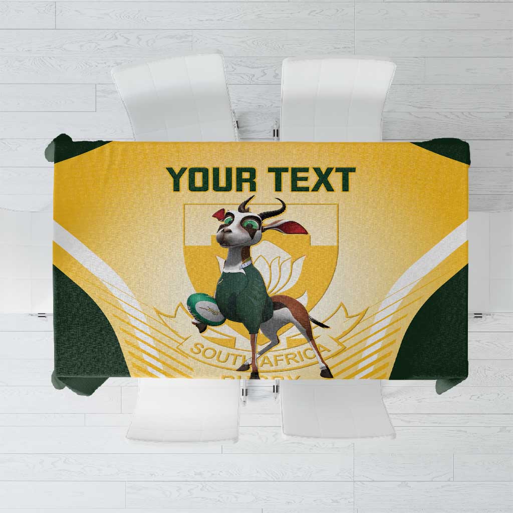 Custom South Africa Rugby Tablecloth Cute Springboks Mascot