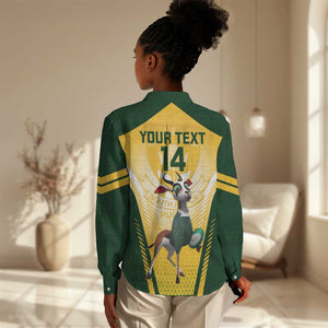 Custom South Africa Rugby Women Casual Shirt Cute Springboks Mascot