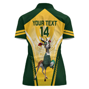 Custom South Africa Rugby Women Polo Shirt Cute Springboks Mascot