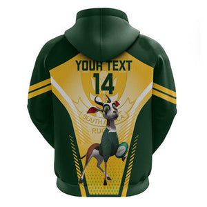 Custom South Africa Rugby Zip Hoodie Cute Springboks Mascot