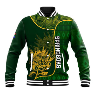 Custom South Africa Rugby Baseball Jacket Go Champions Springboks Flower LT14