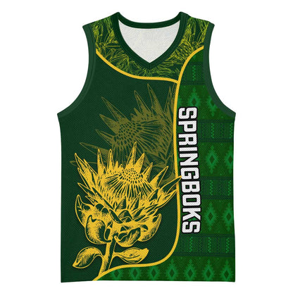 Custom South Africa Rugby Basketball Jersey Go Champions Springboks Flower LT14