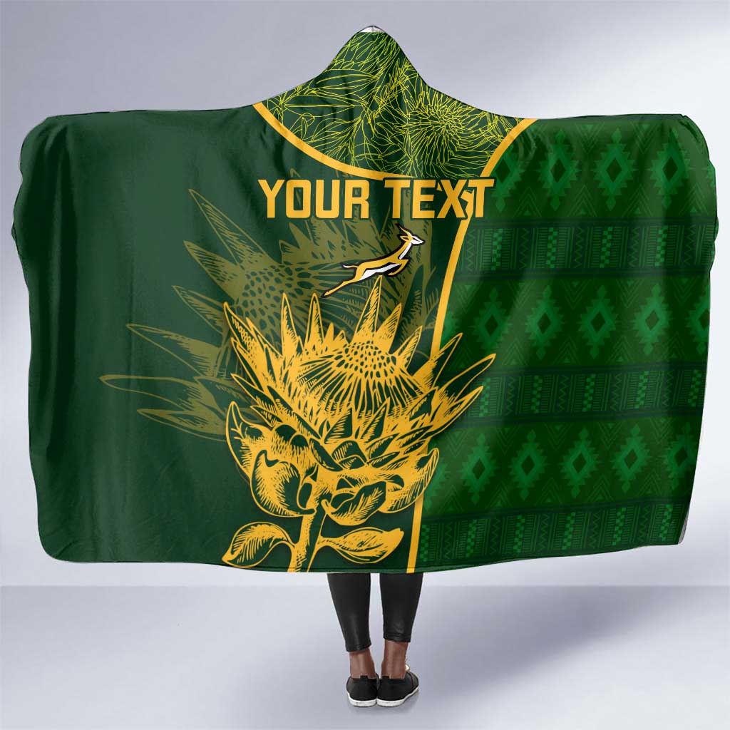 Custom South Africa Rugby Hooded Blanket Go Champions Springboks Flower