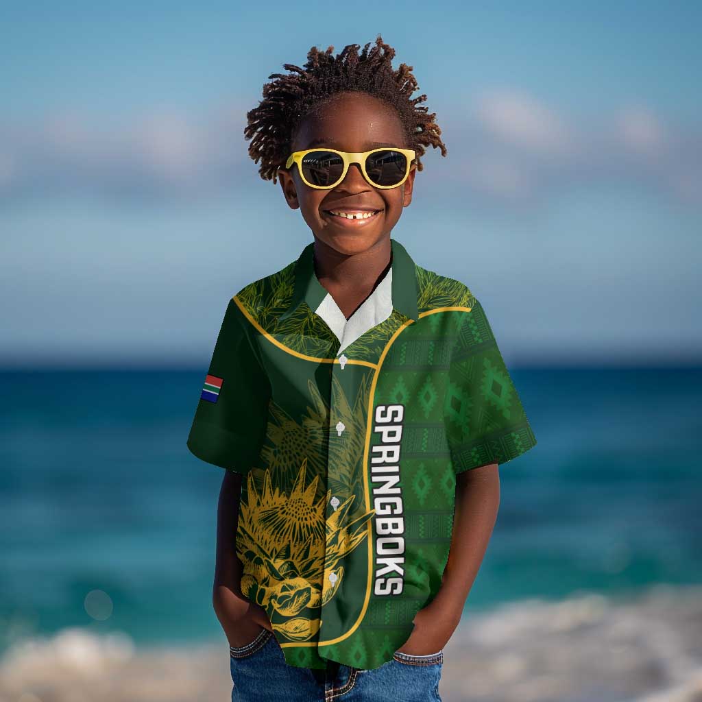 Custom South Africa Rugby Kid Hawaiian Shirt Go Champions Springboks Flower