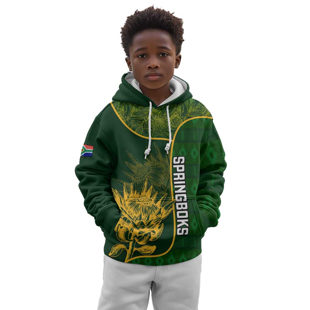 Custom South Africa Rugby Kid Hoodie Go Champions Springboks Flower