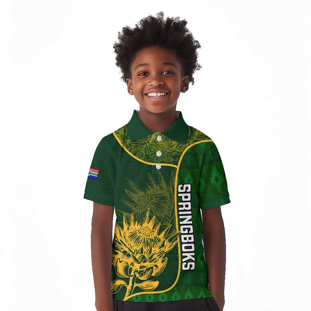 Custom South Africa Rugby Kid Polo Shirt Go Champions Springboks Flower