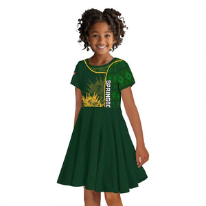 Custom South Africa Rugby Kid Short Sleeve Dress Go Champions Springboks Flower