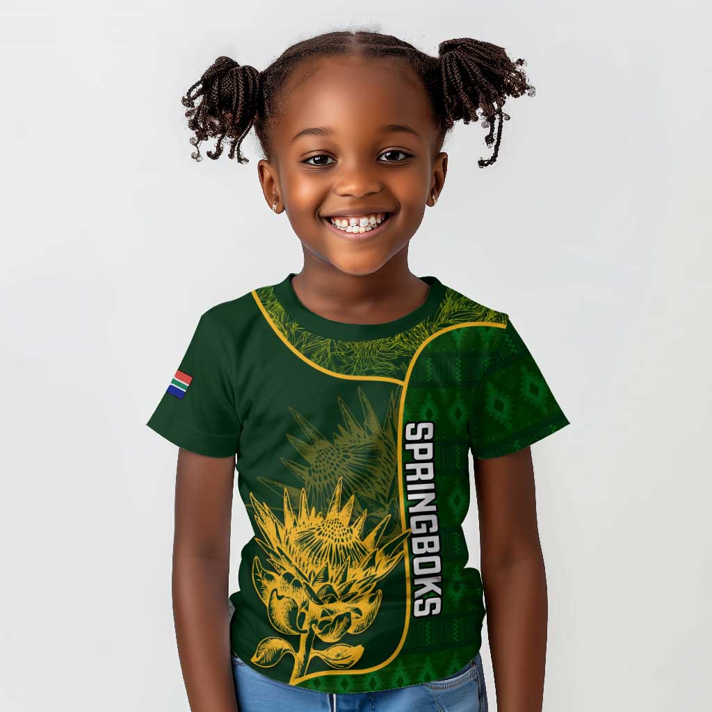 Custom South Africa Rugby Kid T shirt Go Champions Springboks Flower