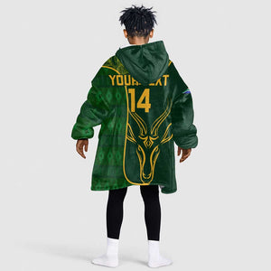 Custom South Africa Rugby KId Wearable Blanket Hoodie Go Champions Springboks Flower