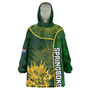 Custom South Africa Rugby KId Wearable Blanket Hoodie Go Champions Springboks Flower