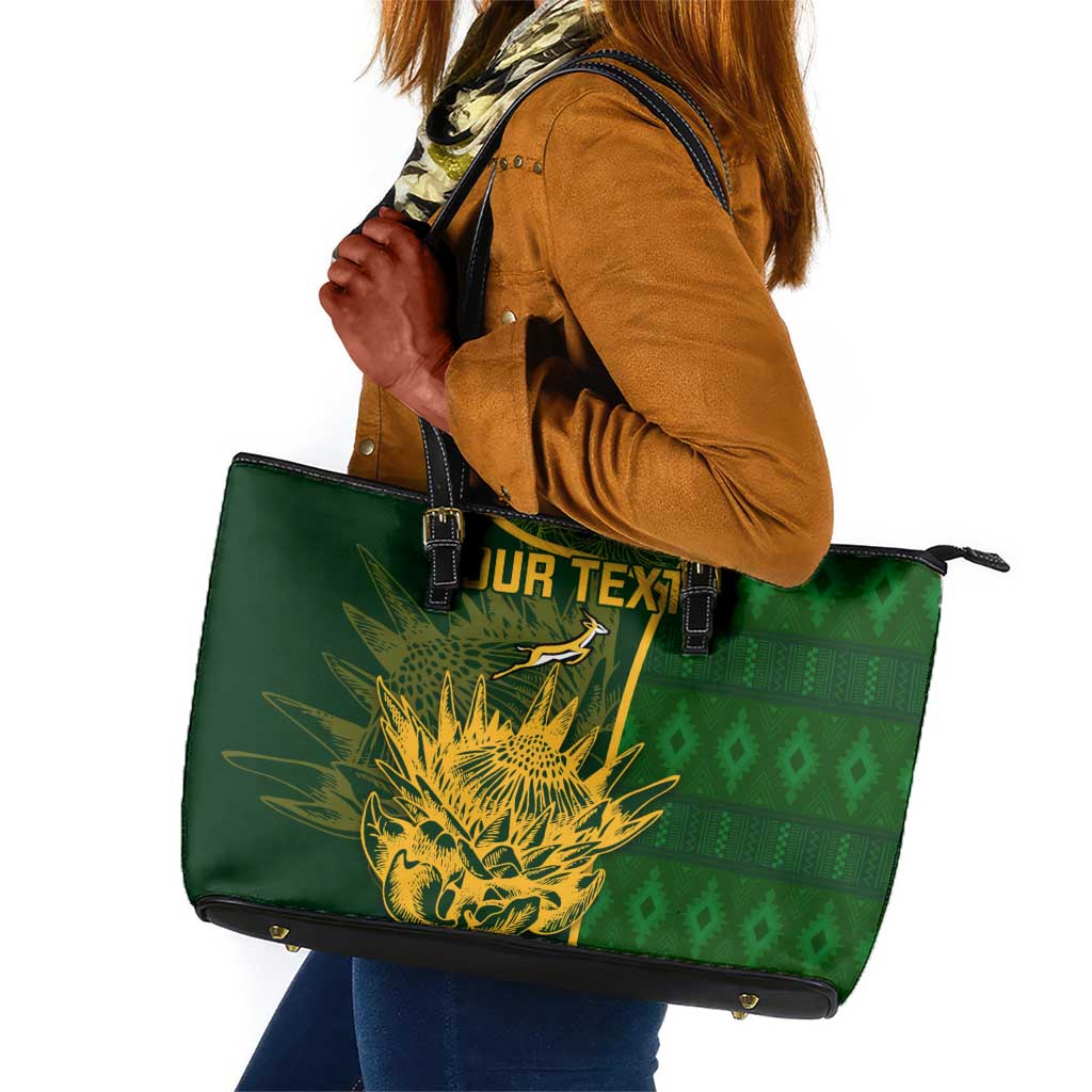 Custom South Africa Rugby Leather Tote Bag Go Champions Springboks Flower