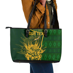 Custom South Africa Rugby Leather Tote Bag Go Champions Springboks Flower