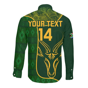 Custom South Africa Rugby Long Sleeve Button Shirt Go Champions Springboks Flower