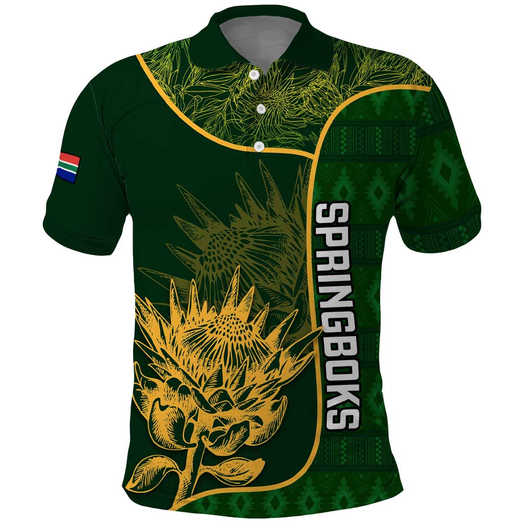 Custom South Africa Rugby Polo Shirt Go Champions Springboks Flower