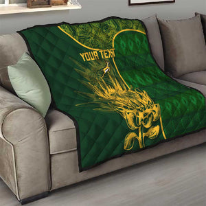 Custom South Africa Rugby Quilt Go Champions Springboks Flower