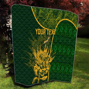 Custom South Africa Rugby Quilt Go Champions Springboks Flower