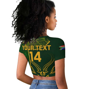 Custom South Africa Rugby Raglan Cropped T shirt Go Champions Springboks Flower