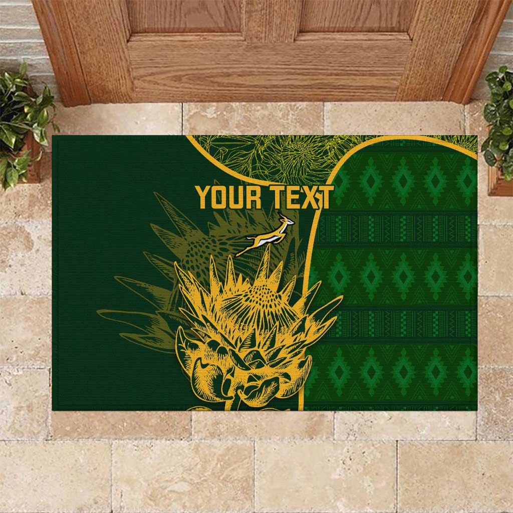 Custom South Africa Rugby Rubber Doormat Go Champions Springboks Flower