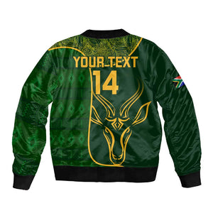 Custom South Africa Rugby Sleeve Zip Bomber Jacket Go Champions Springboks Flower