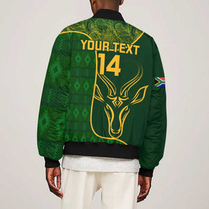 Custom South Africa Rugby Sleeve Zip Bomber Jacket Go Champions Springboks Flower