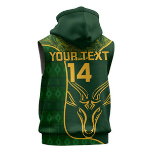 Custom South Africa Rugby Sleeveless Hoodie Go Champions Springboks Flower - African Pride