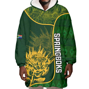 Custom South Africa Rugby Wearable Blanket Hoodie Go Champions Springboks Flower