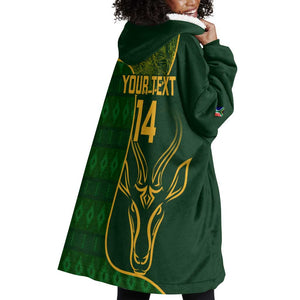 Custom South Africa Rugby Wearable Blanket Hoodie Go Champions Springboks Flower