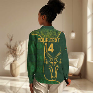 Custom South Africa Rugby Women Casual Shirt Go Champions Springboks Flower