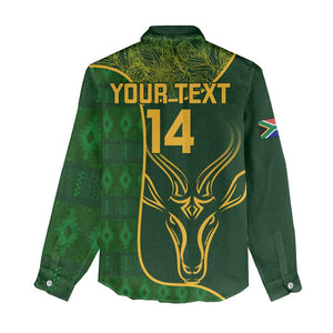 Custom South Africa Rugby Women Casual Shirt Go Champions Springboks Flower