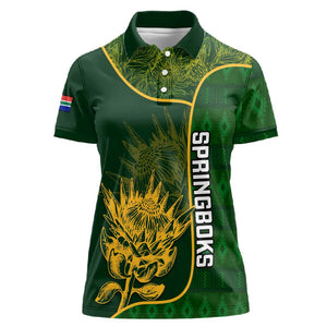 Custom South Africa Rugby Women Polo Shirt Go Champions Springboks Flower