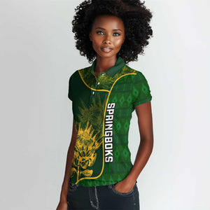 Custom South Africa Rugby Women Polo Shirt Go Champions Springboks Flower