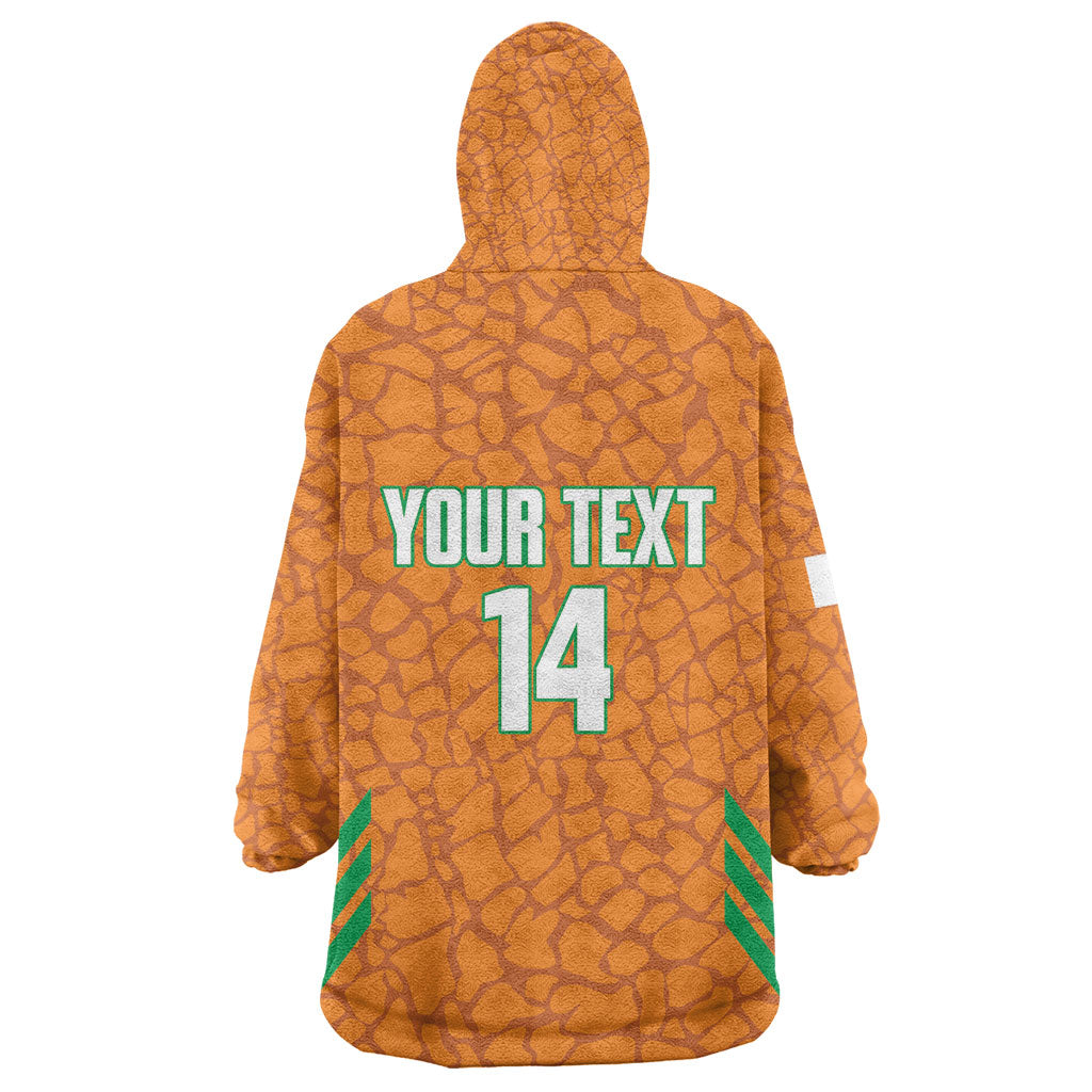 Ivory Coast Football Custom Kid Wearable Blanket Hoodie Les Elephants Dames Skin Style