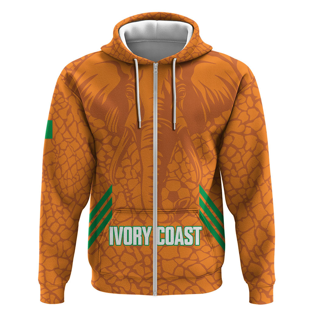 Ivory Coast Football Custom Zip Hoodie Les Elephants Dames Skin Style