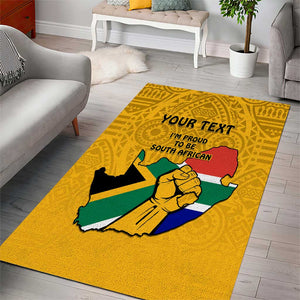 Personalised South Africa Area Rug African Pattern Happy Freedom Day Yellow Version