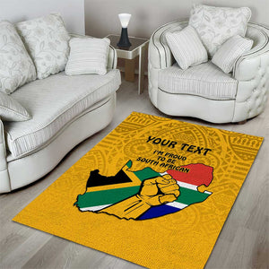 Personalised South Africa Area Rug African Pattern Happy Freedom Day Yellow Version