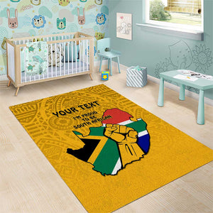 Personalised South Africa Area Rug African Pattern Happy Freedom Day Yellow Version