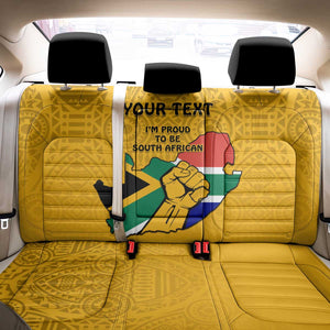 Personalised South Africa Back Car Seat Cover African Pattern Happy Freedom Day Yellow Version